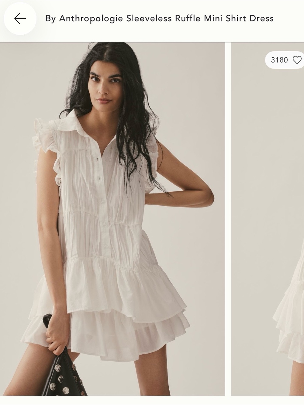 By Anthropologie Sleeveless Ruffle Mini Shirt Dress - Picture 4 of 5